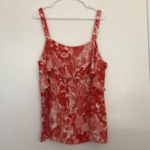 NEW WITH TAGS! Red Floral Tank Top with Ruffle